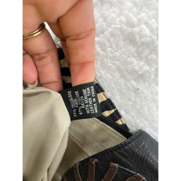 Kate Landry Womens Shoulder Bag Beige Black Woven Mixed Inside Zip Pocket - Picture 4 of 12